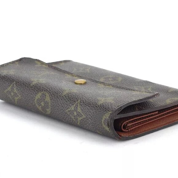 Louis Vuitton Three Folded Wallet Monogram Beige Monogram Canvas Used G1426 - Picture 4 of 10